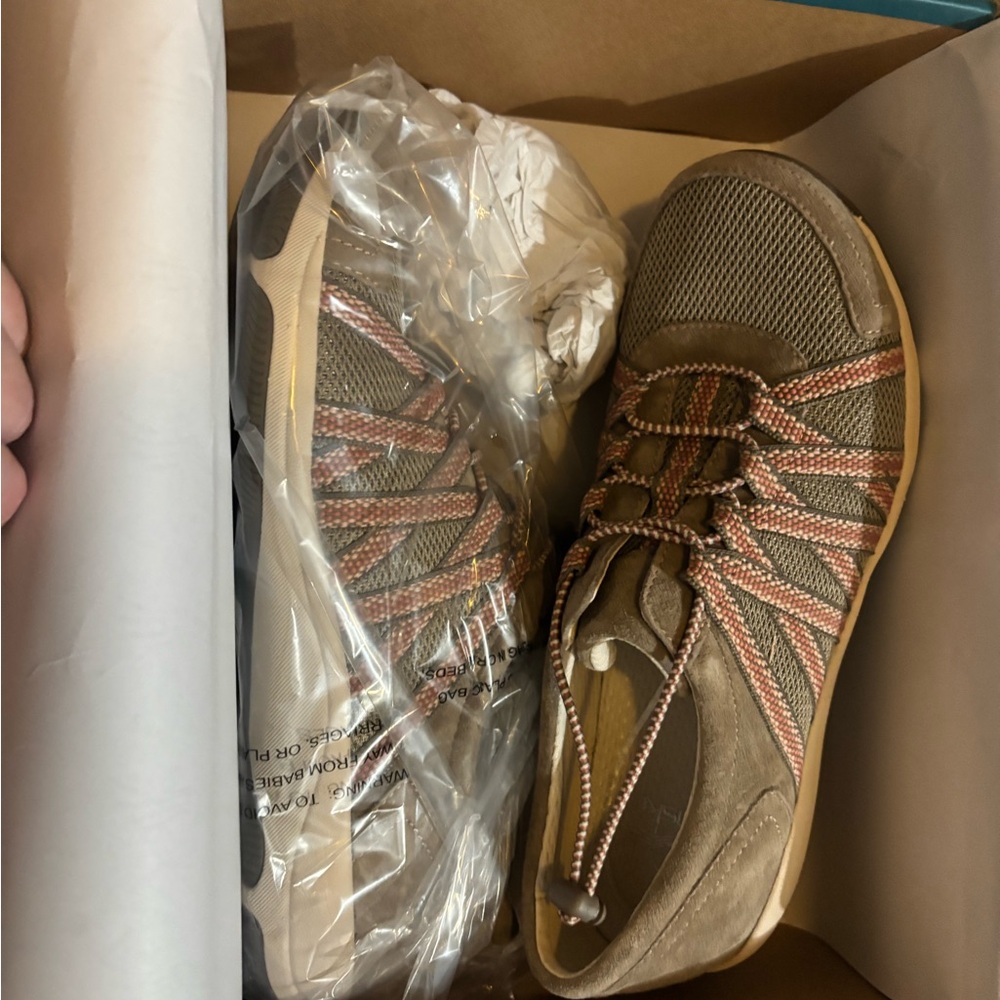 Dansko Olive and Coral Athletic Lace-Up Walking Shoes